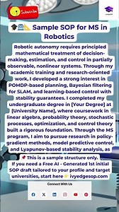 🎓🤖📐 Sample Statement of Purpose for MS in Robotics #SOPTips #GradSchool #AdmissionTips #robotics