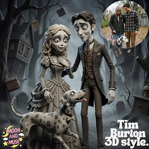 Tim Burton Style Portrait | Fantasy Inspired Art | Couples/solo Photo | Pet Art | Custom Gift | Gothic Style | Gift for Him | Gift for Her - Etsy