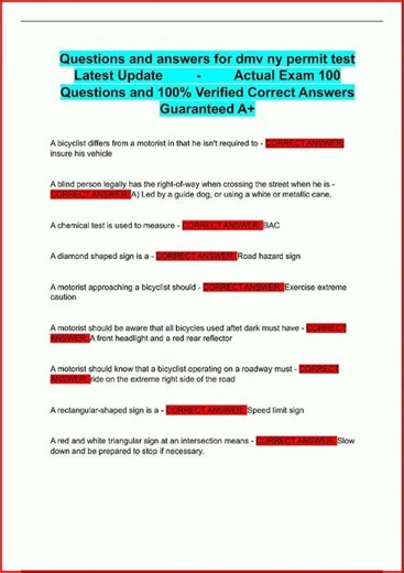 Questions And Answers For Dmv Ny Permit Test Latest Update A video