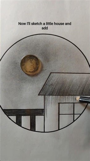 Beautiful Palm Tree House Scenery Drawing ✏️ | Circle Pencil Art #Shorts