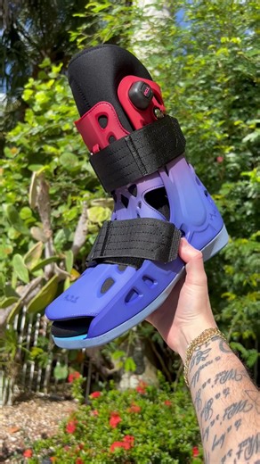 Custom Air Cast AC1 Sneakers - Red and Blue Ombre Dye