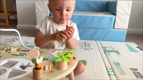 Wooden Activity Table, 9-in-1 Montessori Sensory Play Table with Shape Sorter Fishing Game Bead Maze, Baby Activity Center Learning Toys for Toddler