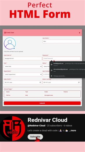Perfect HTML Form Design for Web Apps 🔥 (Beginner Friendly) #codingshorts #coding