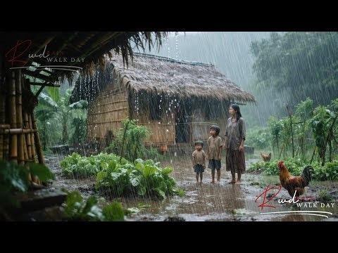 HEAVY RAIN FROM THE HEAVENLY SKY FOR RURAL LIFE, SLEEPING IN THE RAIN WALK