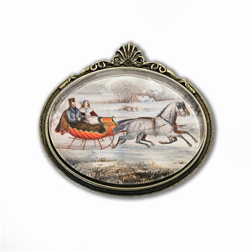 Victorian-inspired Currier & Ives Sleigh Brooch – Antiqued Bronze-tone - Etsy