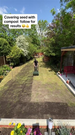 Spreading compost using the landzie compost spreader #landzie #soil #compost #lawncare #lawntok #lawnrenovation #tools #spreading