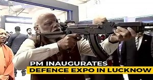 Watch PM Narendra Modi Shoot Assault Rifle At DefExpo 2020