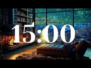 15-Minute Countdown Timer | Cozy Fireplace & Winter Wonderland