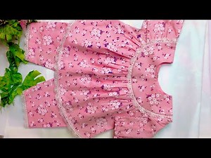 Round Yoke Baby Frock Cutting And Stitching with sleeves // 1 Year Baby Girl Frock Tutorial