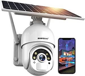 BOAVISION Outdoor Security Camera, Wireless WiFi Solar Powered Rechargeable Battery Camera 14400mAh PTZ Surveillance IP Camera Color Night Vision Two Way Audio PIR IP66 Waterproof Cloud Storage