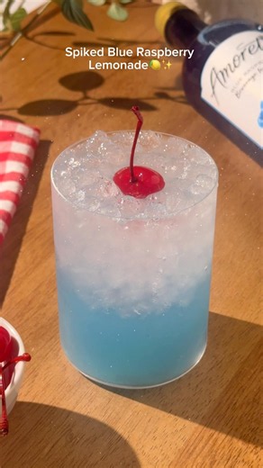 Spiked & Sparkly 4th of July Blue Raspberry Lemonade ✨🥂🩵🇺🇸 #amoretti #recipe #cocktail #drink