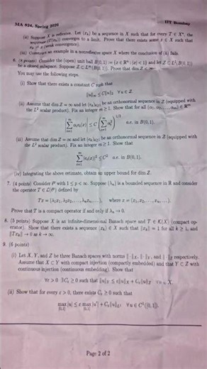 #PHD COURSE WORK#FUNCTIONAL ANALYSIS(FINALS) QUESTION PAPER#INDIAN INSTITUTE TECHNOLOGY BOMBAY#SHORT