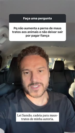 O que é a Lei Sansão? A Lei Sansão, de minha autoria é a Lei Federal nº 14.064/2020 que endurece as punições para quem pratica maus-tratos, abuso, ferimentos ou mutilação em cães e gatos no Brasil. Lei Antiga (antes de 2020) Norma: Art. 32 da Lei nº 9.605/1998 – crime de maus-tratos a animais. Punição: • Detenção de 3 meses a 1 ano • Multa ➡️ Era uma pena considerada de menor potencial ofensivo (eventualmente convertida em penas alternativas). Não havia possibilidade de prisão. Lei Sansão (Lei n