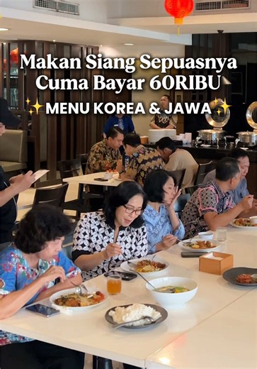 MAKAN SIANG SEPUASNYA DI HOTEL CUMA 60RIBU DAPET MENU KOREA JAWA‼️ Cari tempat makan yang nyaman buat arisan, gathering, informal meeting atau kumpul mama2 boleh gaspol reservasi di sini😎 Cuma 60rb/pax kalian bisa menikmati 10 hidangan menu Korea dan Jawa yang rasanya khas! Semua menu halal dan ada area indoor/outdoor yang luas🔥 @Bonnet Hotel Surabaya @BONNET HOTEL SURABAYA 📲 RSVP: Nyoman 0813 3233 2777 📲 RSVP: Pambudi 0852 3277 0924 . #cecekuliner #kulinersurabaya #kulinersby #allyoucaneat
