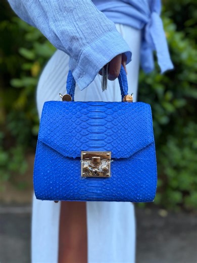 Python Leather Cobalt Blue Crossbody Bag, Snakeskin Nubuck Handbag, Exotic Leather Shoulder Purse, Luxury Statement Bag, Gift for Her - Etsy
