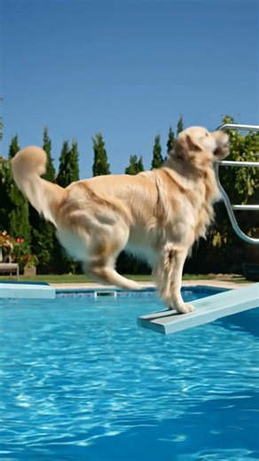 dog dives off a diving board #dreamscreenai