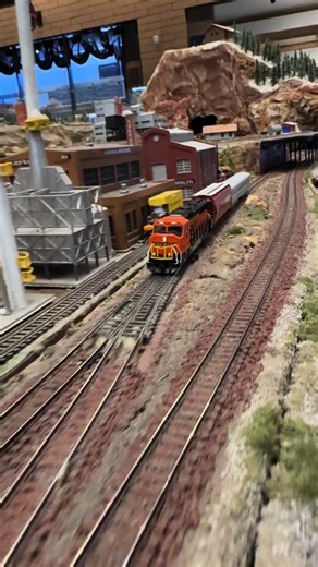 A track inspection train goes by. #nscale #railroad #trains #bnsf #track