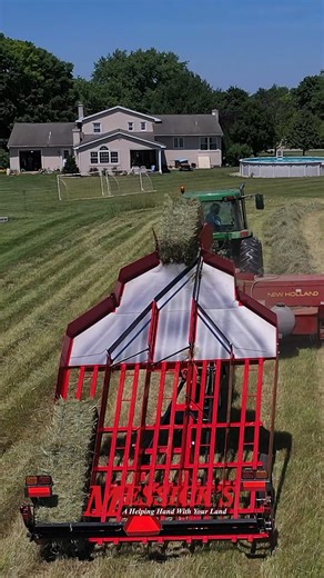 Step-up your hay game with an accumulator for small square bales. The accumulator drops a set of small square bales into one spot that can then be picked up all at once and placed onto a trailer. Give us a call for more information! 800-222-3373 | Messick Farm Equipment