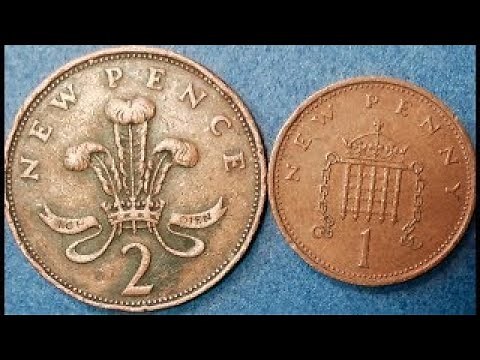 1971 UK Britain One New Penny & Two New Pence Coin - Decimalization of the UK Coins - United Kingdom