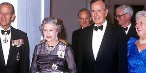 Who were the 14 presidents who led US during the Queen's reign?