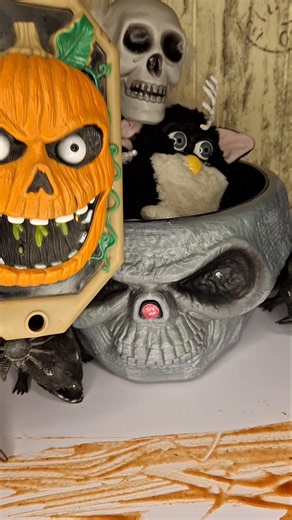 Haunted Furby or just Halloween decor? 🕷️👀💀🎃