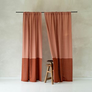 Linen Curtains Color Block, Custom Curtain Panel, Rod Pocket Drapes, Unlined, Privacy, Blackout Curtains, Window Treatments - Etsy
