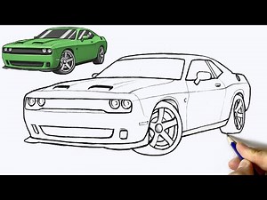 How to Draw Dodge Challenger | Easy Step by Step Muscle Car Drawing Tutorial | Classic American Car