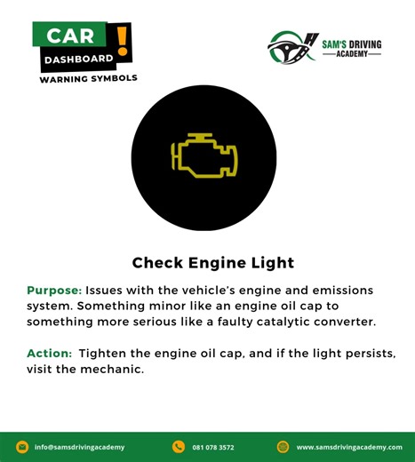 Sam’s Driving Academy on Instagram: "ℹ️ Car Dashboard Symbols. When it comes to dashboard lights, colors matter! Green or blue lights simply let you know that a system is on or operating. Orange/yellow warning lights generally signify that your vehicle needs to be serviced or repaired soon. These warnings are less urgent than if you have a red and/or flashing light. A red light means that you should take action immediately! Some red dashboard lights are safety warnings (like a seat belt reminder
