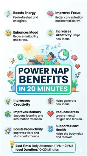 Power Nap Benefits in 20 Minutes | Recharge Your Brain & Body Fast #sleep