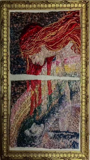 The process ✨ from yarn into fine art tapestry in wool, silk, and linen thread.