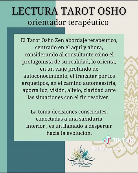 Tatiana Poblete Lizana soy Cocreadora de Espacio semilla Domo, mujer mística, tarotista, Ceremoniante, madre cuidadora, etc. Desde la Acogida, empatía, Alegría, Amor. Busco brindar herramientas de Autocuidado al Ser, en camino de su empoderamiento personal, reconociendo su Poder Cocreador. Realizó un acompañamiento terapéutico en su transformación, integración, orientación en el propósito de su Alma, para colaborar a su consciencia de Evolución. Potenciar su Energía Vital, optimismo, positivismo