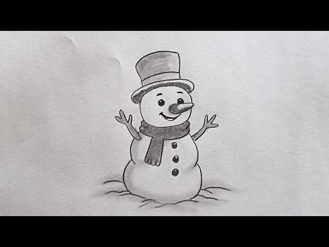 How to draw a snowman very easily - Easy pencil drawing tutorial for beginners
