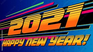 2021 Happy New Year Greeting Text. 4K Animation Video Motion Graphics With Background