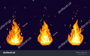 Set Pixel Art Fire Flames Vector Stock Vector (Royalty Free) 2638827409 | Shutterstock