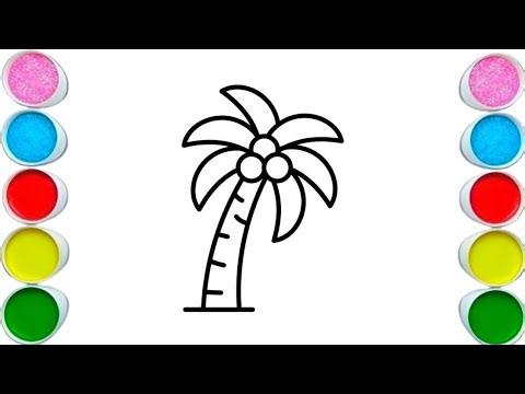 Coconut Tree Drawing, Painting & Coloring For Kids and Toddlers_ Child Art