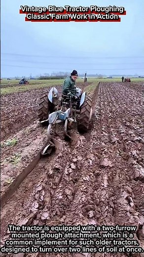 Vintage Blue Tractor Ploughing | Classic Farm Work in Action