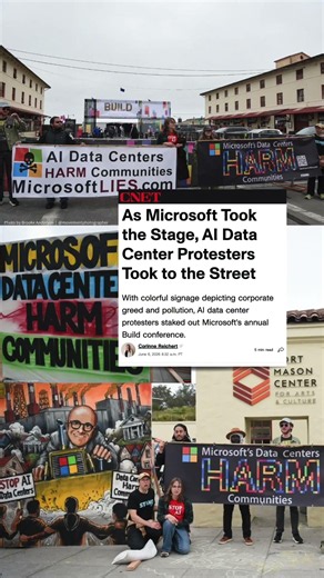 As Microsoft Took the Stage, AI Data Center Protesters Took to the Street