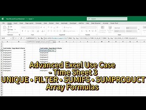 Build an Automated Employee Time Tracker in Excel (3) UNIQUE • FILTER • SUMIFS • SUMPRODUCT • Array