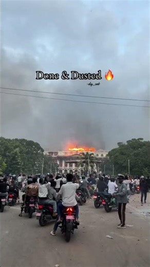 Government building on fire