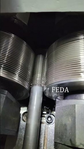 FEDA Thread Rolling Machine: Master the Through-Feed Mode for High-Volume Rod Processing.