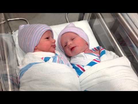 Newborn twins talking to each other