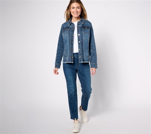 Isaac Mizrahi Live! Indigo Denim Jacket w/ Embellishment - QVC.com