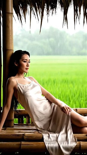 Heavy Rain Atmosphere With A Girl White Dress | Rain Sounds For Sleeping #heavyrain #shorts #asmr