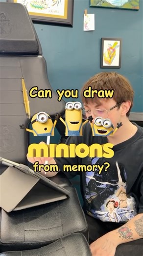 Axiom Tattoo San Diego on Instagram: "Can tattoo artists draw a MINION from memory? Based on this sample size, roughly 50% of all tattoo artists can! @xanders.ink @starrymari__ @carshark__ @rhubarbtattoo #tattoo #tattooshop #tattooartist #drawing #drawingchallenge #minion #drawfrommemory #femaletattooartist #sandiegotattoo"