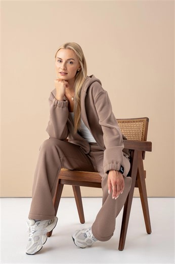 Women's Latte Brown Fleece Loungewear Set - Etsy