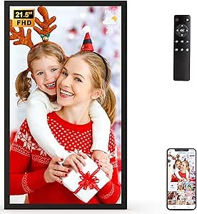 Large Digital Picture Frame 21.5" Digital Photo Frame - 1920x1080 IPS FHD Display, Dual WiFi 32GB, Light Sensor, Auto-Rotate, Wall Mounted, Share Photo/Video Via App Email, for Mom Dad