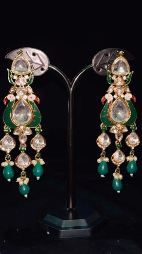 Emerald Green Kundan Peacock Earrings | Traditional Indian | Cherry Aura Jewels