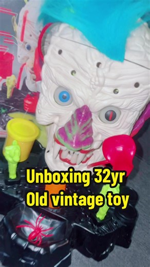 I opened a 32 year old vintage toy Monster Face. #vintage #toy #monsters #skullface #unboxingvideo #scary #funtoy #90s #90skids #throwback