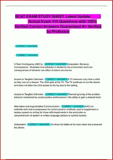 Bcat Exam Study Sheet Latest Update Actual Exam 115 Question video