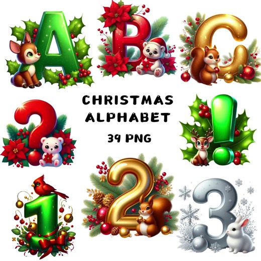 Christmas Alphabet Clipart PNG, Snowman Letters A–Z & Symbols, 39 PNG File, Holiday Fonts for Crafts, Transparent Background, Commercial Use - Etsy